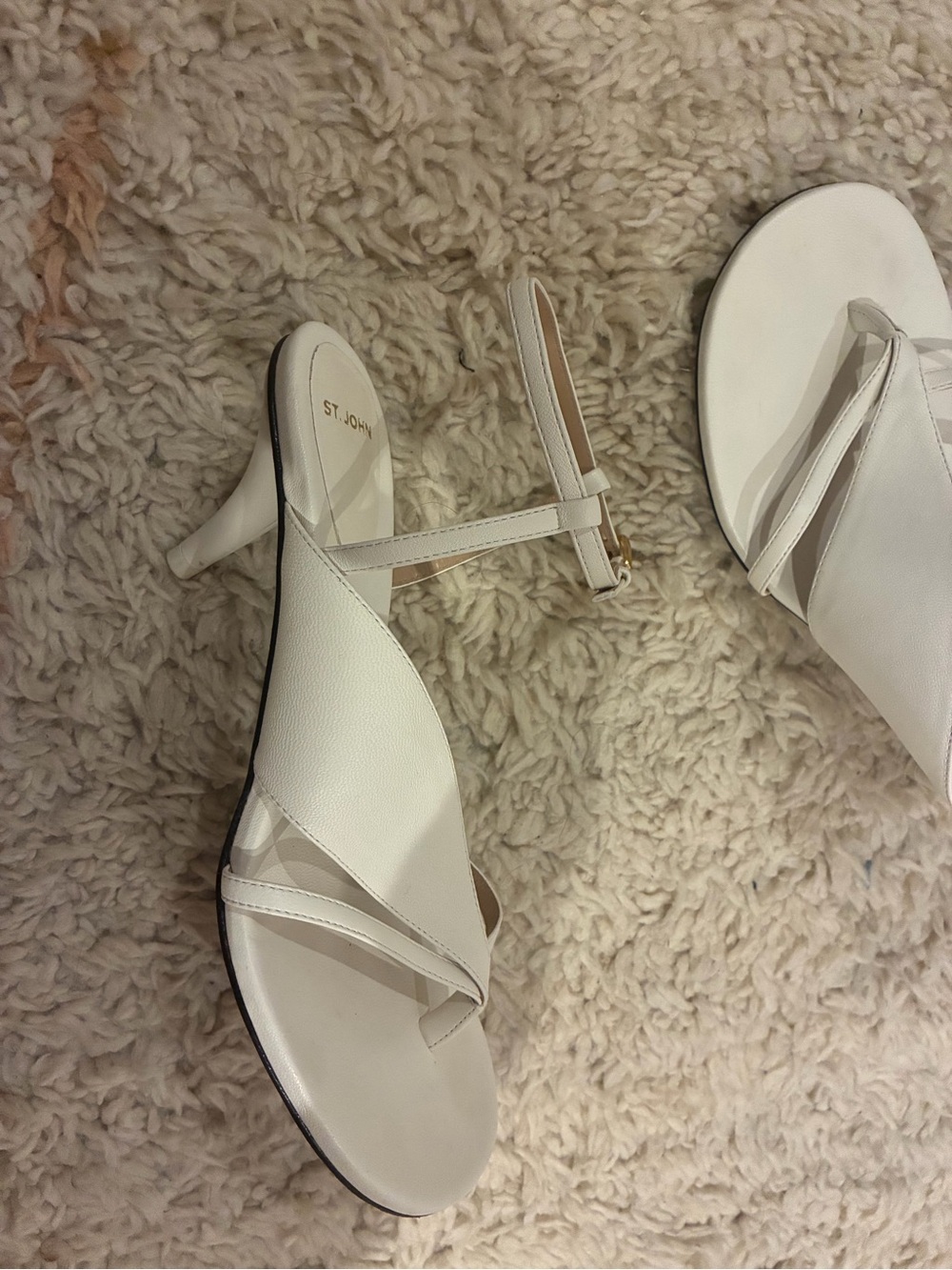 St. John White Strappy Wedge Sandals - Picture 5 of 8